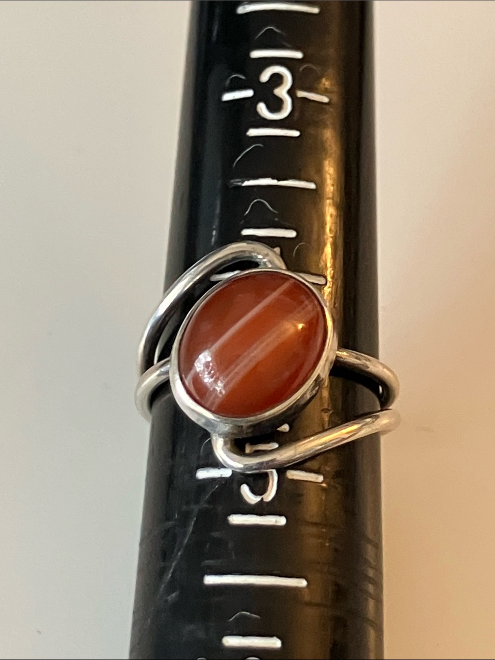 Sterling Silver Oval Carnelian Statement Ring in Red-Orange
